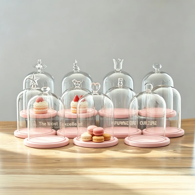 FS 2 ensembles/paquet 9*11cm 12*16cm Base plate en bois avec différents dessus en verre, décoration d'intérieur, couvercle transparent pour bougie, cadeau, accessoire de mariage