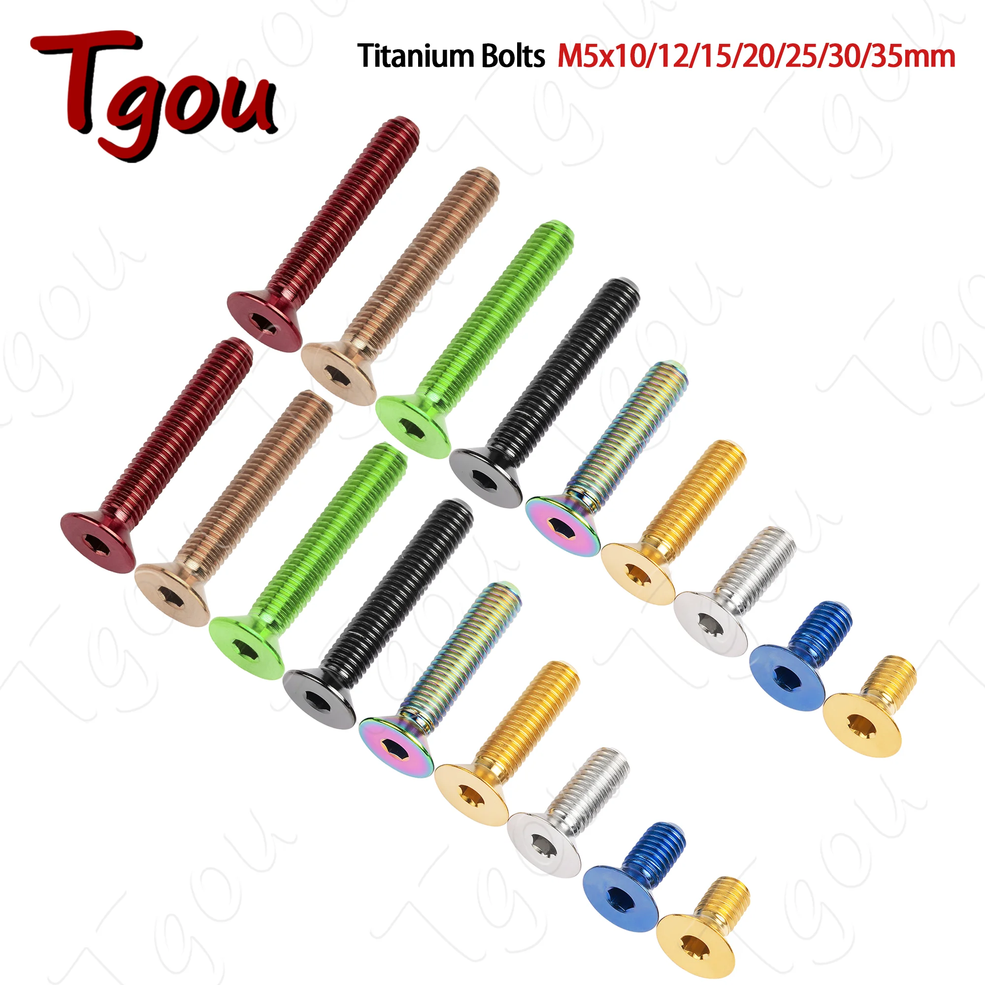 Tgou Titanium Bolt M5x10/12/15/20/25/30/35mm Allen Key Flat Countersunk Head Screw for Bicycle 1pcs