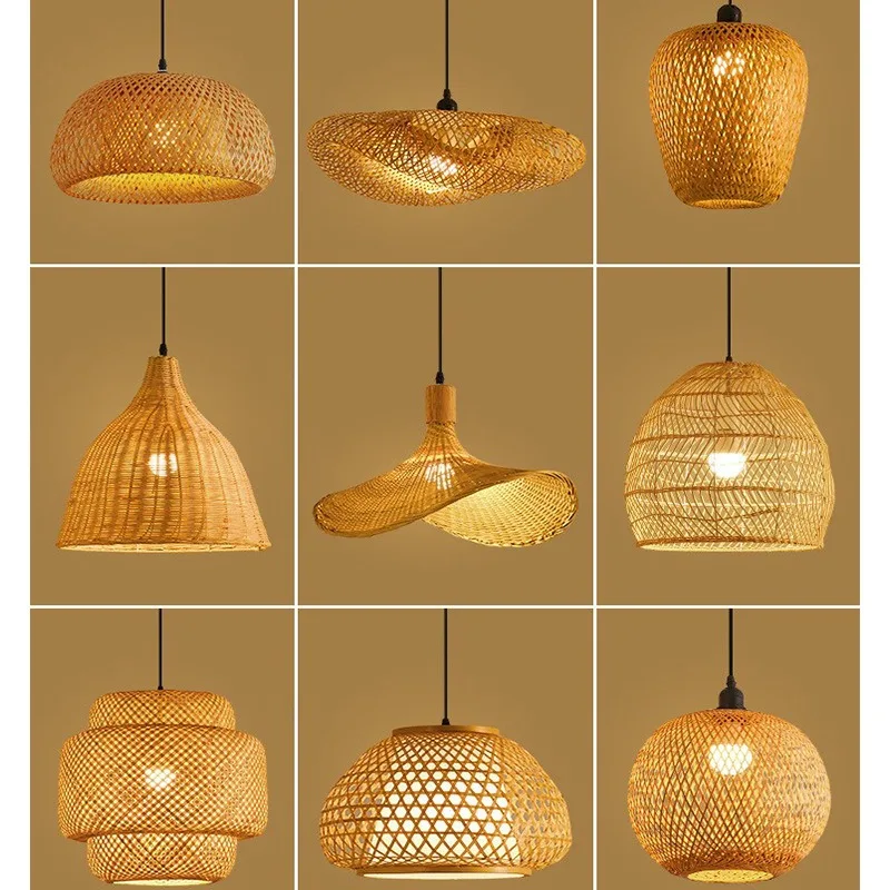 Wabi-sandy wind bamboo rattan chandelier bamboo art zen tea room