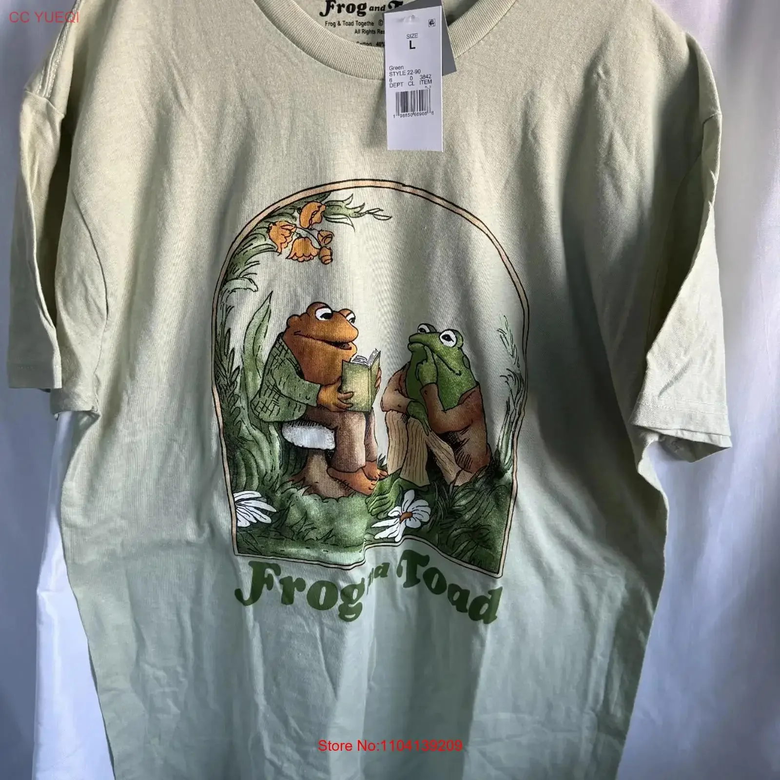 Frog and Toad T Shirt Green Size Large New With Tags long or short sleeves vintage Washed Comfortable Breathable fashion