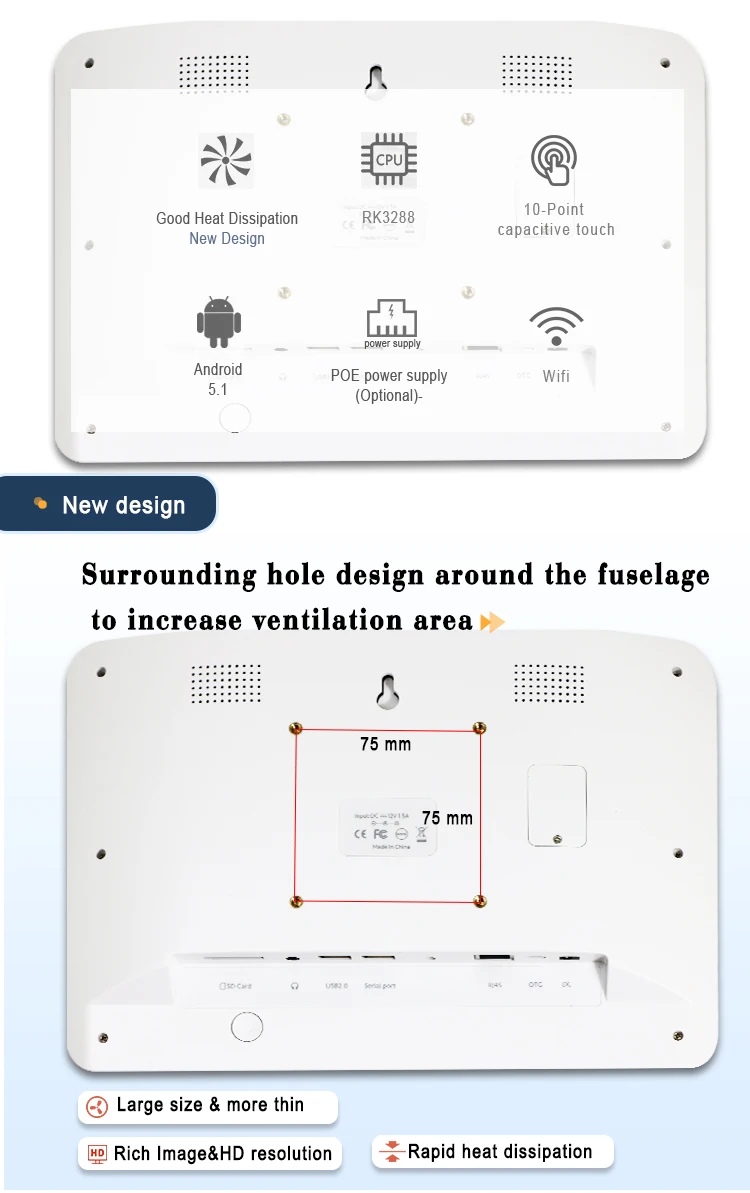 Big screen size 13.3 inch interactive AIO Android 10 POE tablet with NFC and LED light