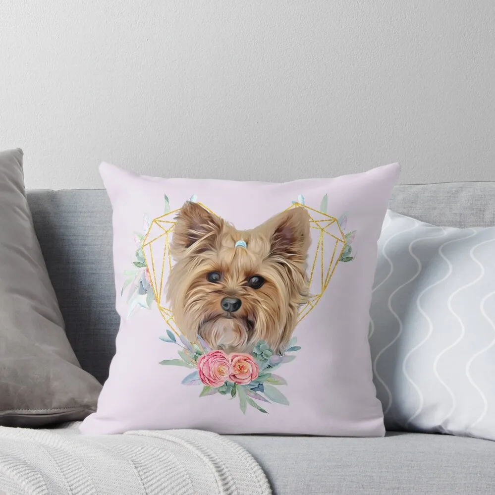 

Cute Yorkie Dog hand drawn heart art design Throw Pillow Luxury Cushion Cover Anime christmas supplies pillow