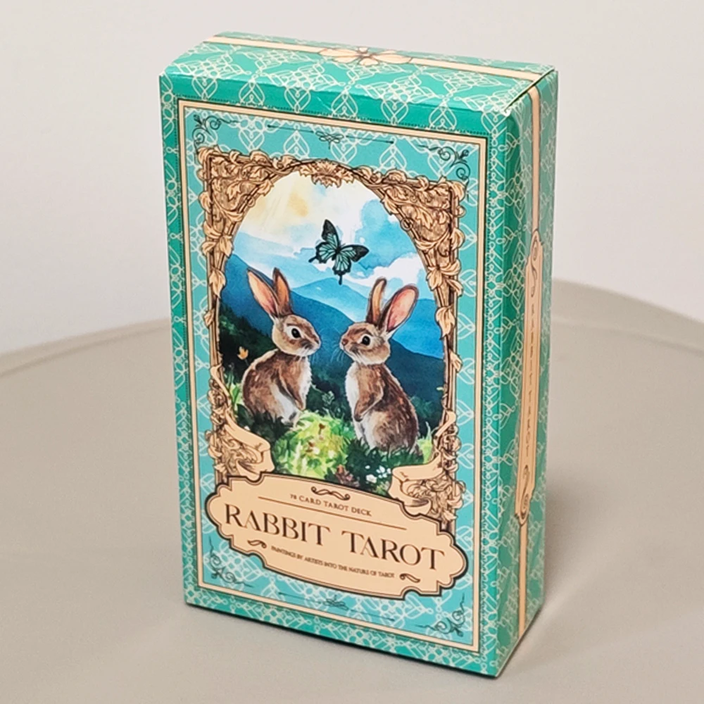 Mazzo di tarocchi di coniglio 78 carte ad acquerello Carte di divinazione carine 10,3 * 6 cm Stile Rider Waite