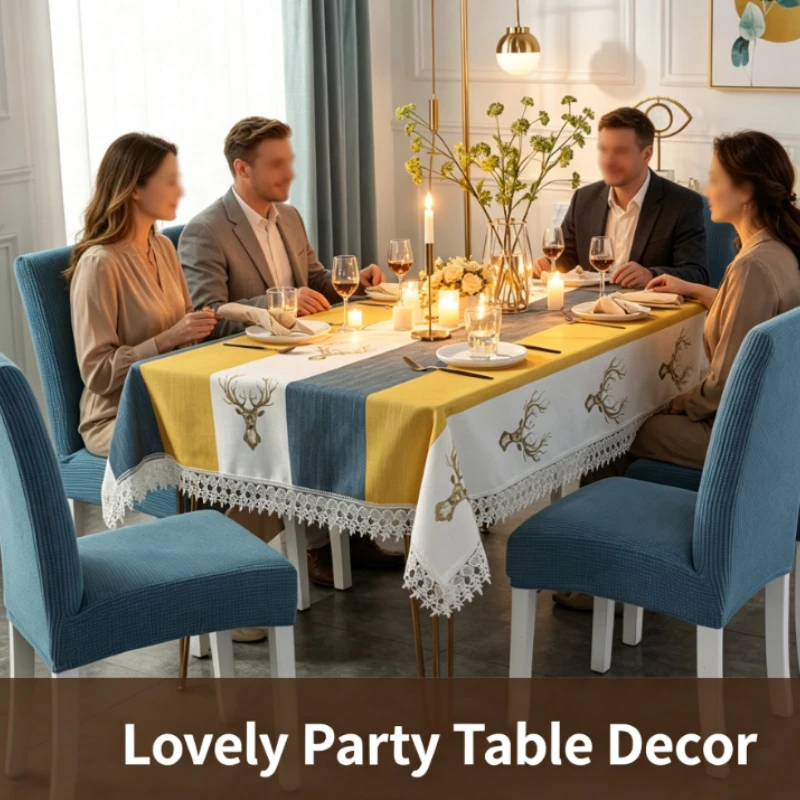 Fabric cotton and linen dining table cover, simple cover coffee table cloth rectangular household simple modern practical