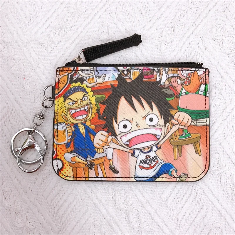 Anime One Piece Cartoon Bag Luffy Zoro Leather Card Holder Cute Coin Purse Monkey D Luffy PU Cartoon Anime Wallet Keychain Gifts