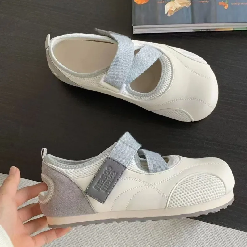 2024 Summer New Puff Single Shoes hook loop Mary Jane Shoes Flat, Fashionable, Versatile, Casual Board Shoes