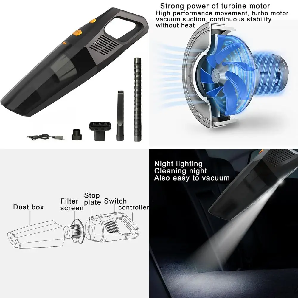 

Мощный пылесос двойного назначения на 21 000 об/мин для автомобилей и дома — влажная и сухая уборка, моющийся фильтр, улучшенный светодиодный светильник