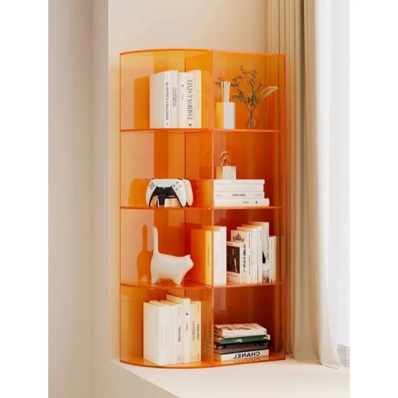 Modern Simple Bay Window Cabinet Balcony Storage Cabinet Living Room Acrylic Shelf Bedroom Transparent Color Children's Bokshelf