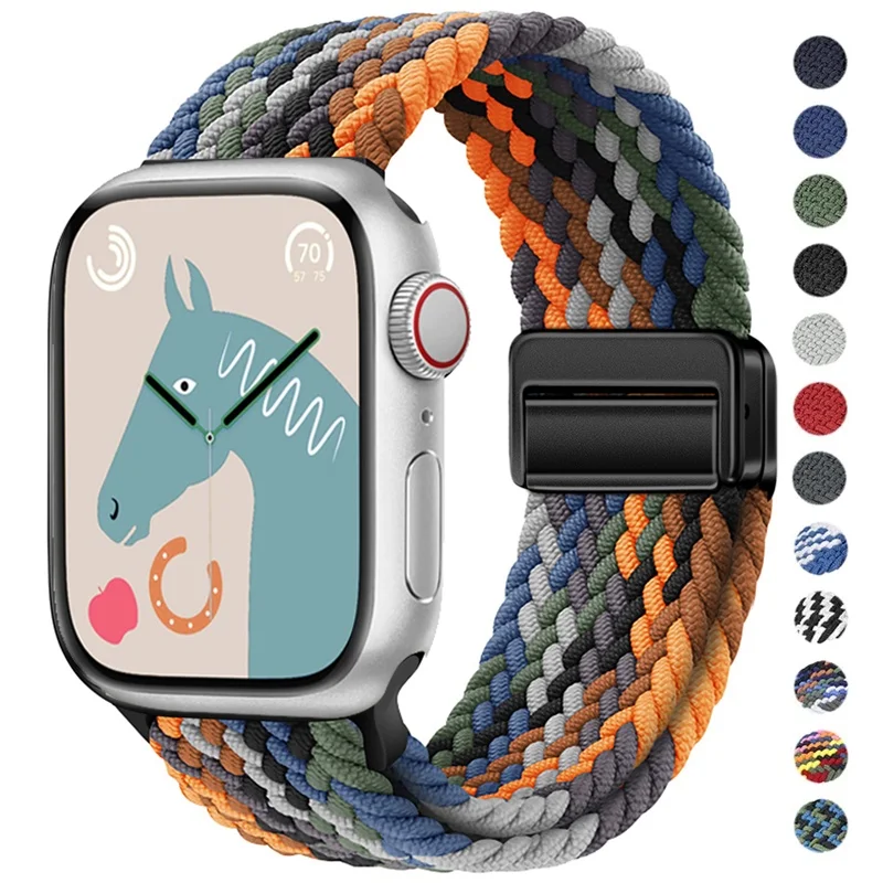 

Плетеный ремешок для Apple Watch Band 44 мм 40 45 49 41 мм 38 браслет с пряжкой iWatch Series se 7 3 6 8 9 10 11 Ultra 3 Магнитный ремешок