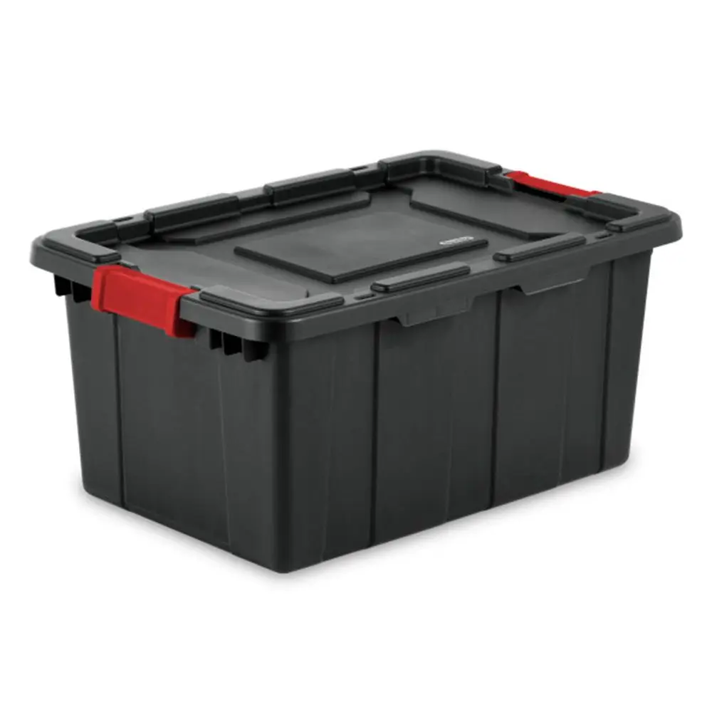 

18Pack Industrial Tote, Plastic Storage Bins with Lids, 15 Gallon, Black HeavyDuty Organizing Containers for Closet, Bathroom,