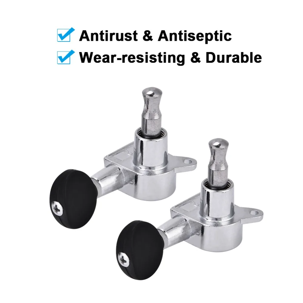 2L2R Configuration Ukulele Tuning Pegs Zinc Alloy + Plastic Silver Black Color Ukulele String Tuners Ukulele Machine Heads