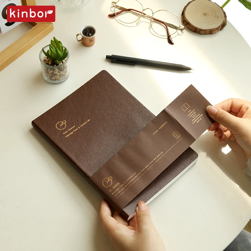 New 2024 Kinbor Timeline A5 Handbooks PU Leather Self-Filled Record Notebook High Beauty Exquisite Notepads And Journals School