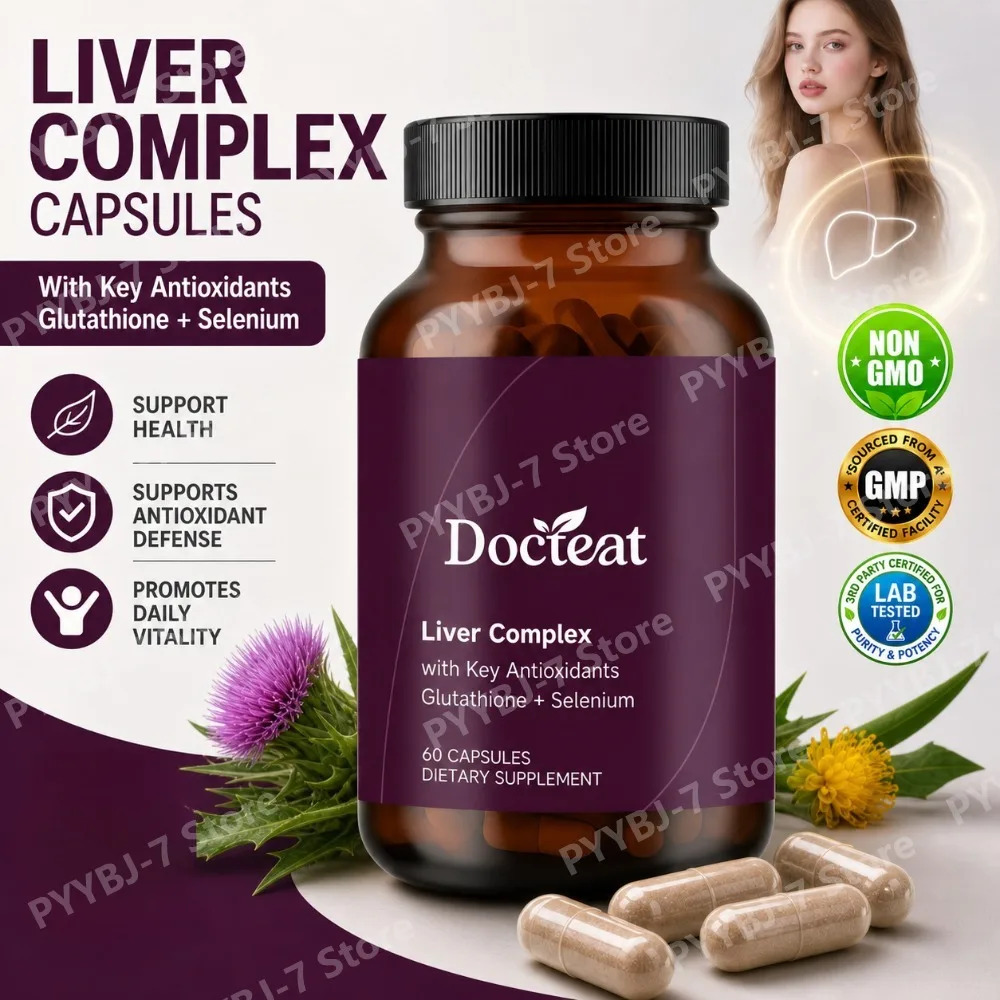 Docteat Liver Complex Capsules With Milk Thistle & Glutathione For Weight Management & Body Shape Support, Adults, 60 Capsules