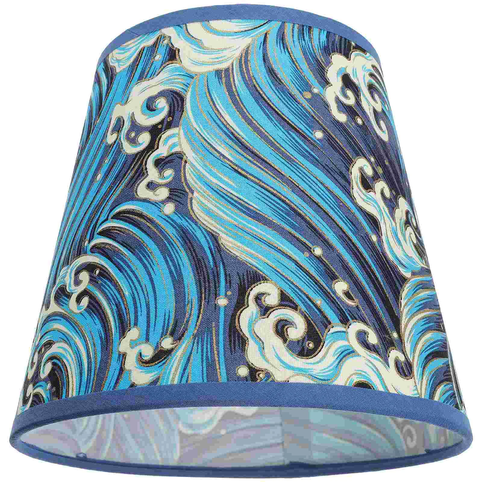 Desk Lamp Shade Fabric Lamp Floor Lampshade Replacement with Sea Wave Print(E27)