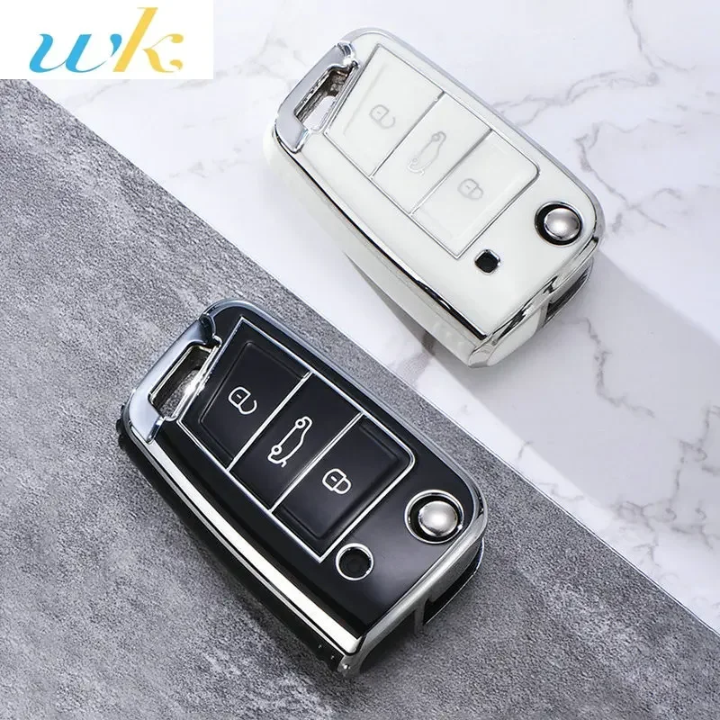 

3 4 Buttons Car Key Case Cover Fob For VW Volkswagen Golf 7 MK7 Tiguan MK2 For SEAT Ateca Leon FR 2 Ibiza For Skoda Octavia A7