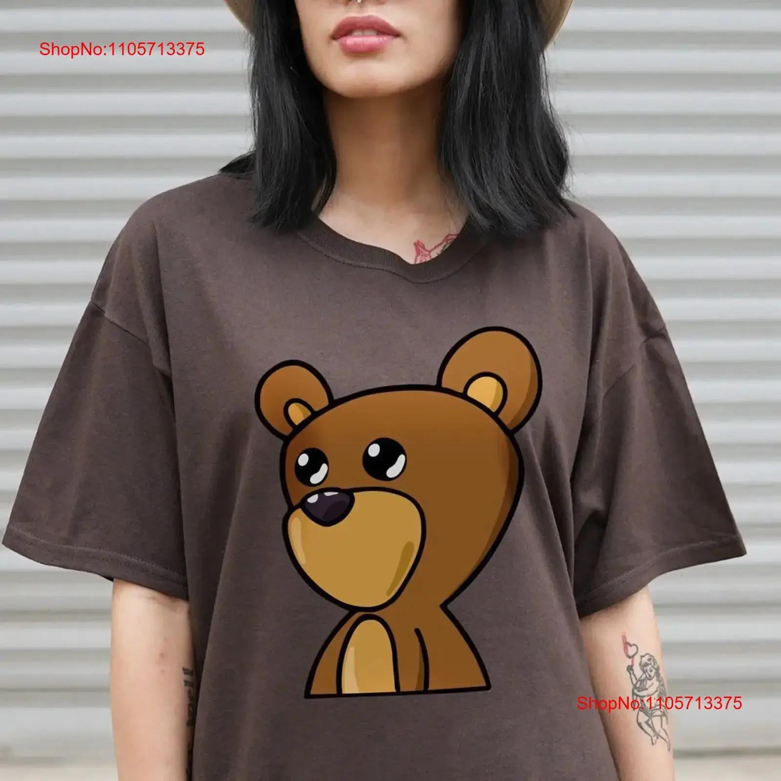 T-shirt Teddy Bear Oversize NFT Bieber Tendance Preppy Esthétique VSCO Y2K Vintage Délavé Légèrement Unisexe Polyvalent