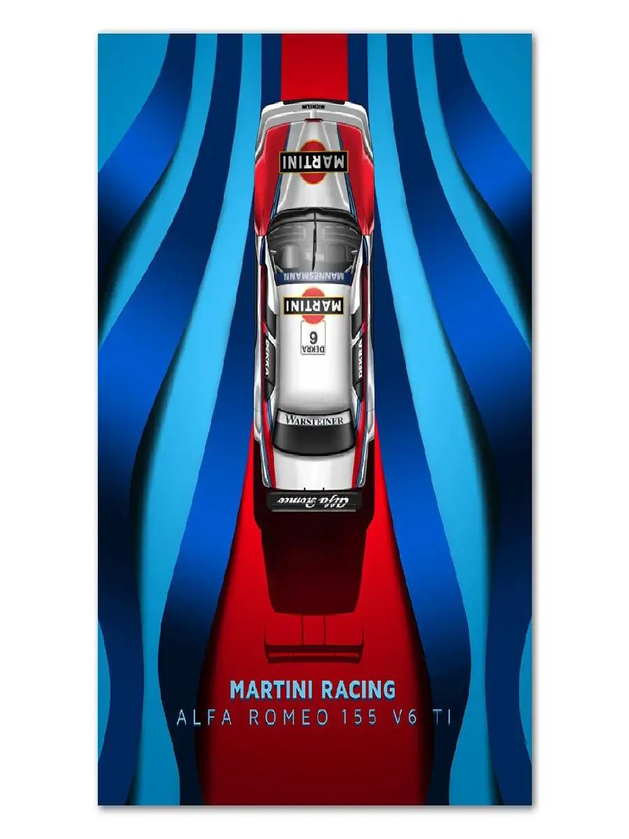 Vintage Martini Racing  V Ti DTM Car Canvas Print  Sport Car Wall Art Home Decor for Living Room