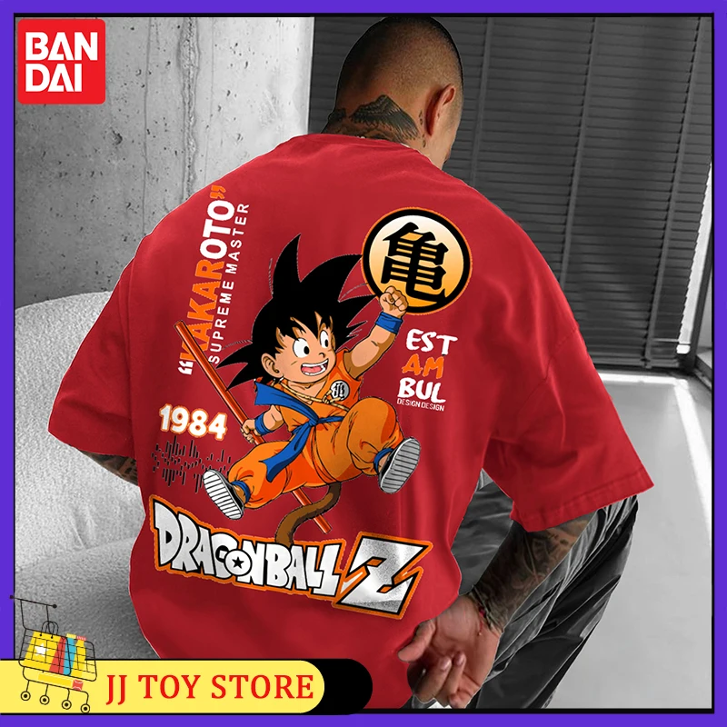 One Piece Son Goku Cartoon Men Women Short Sleeve Anime Over Size Printed Heavyweight Pure Collar T Shirt Couple Clothes Gift