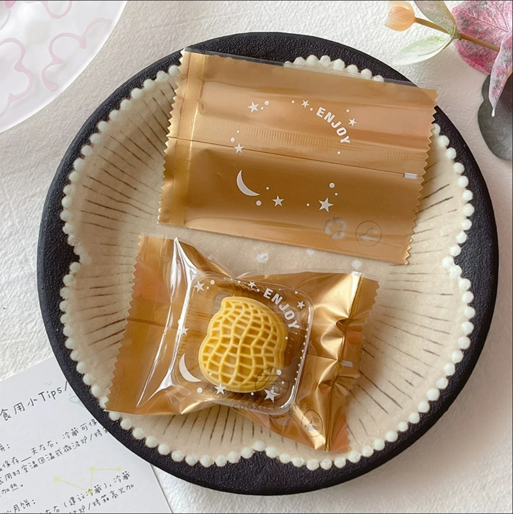 20g Chinese small fresh mini gold bottom mooncake machine sealing bag mini mung bean cake sealing bag small pastry packaging bag