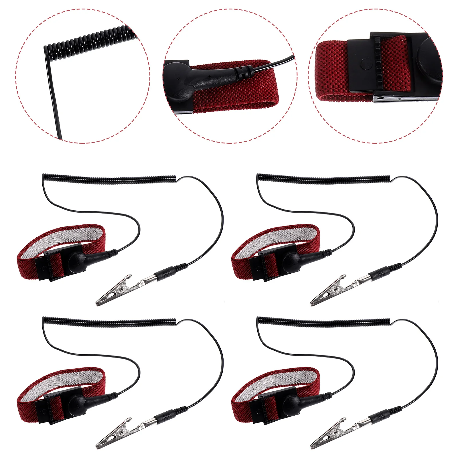 5pcs Anti Static Wrist Straps with Grounding Wire Anti Static Wristband Adjustable Anti Static Bands