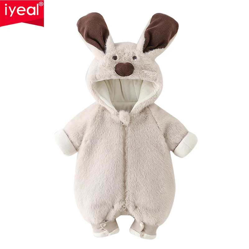 

IYEAL зимний теплый комбинезон с милыми животными для маленьких мальчиков и девочек, комбинезон из кораллового флиса с героями мультфильмов для новорожденных, комбинезон с капюшоном для младенцев