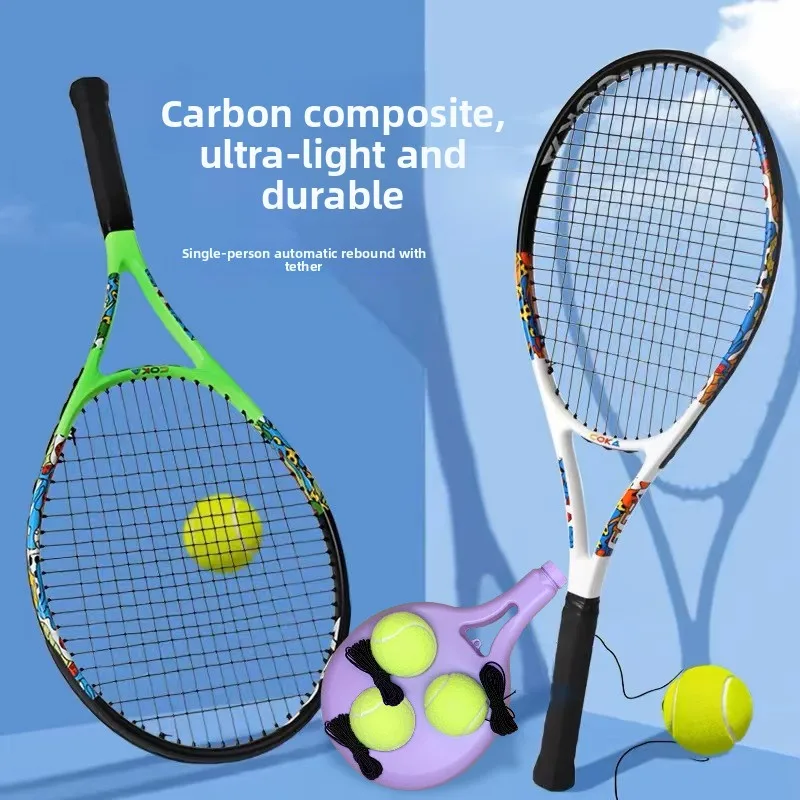 

Aluminum Carbon Integrated Tennis Racket Set Adult Single Racket with Large Bag Professional Sports Equipment