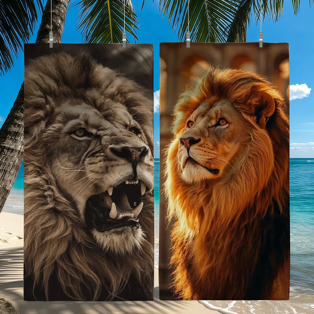 Personality Print Majestic  Lion Towel Quick Drying Beach Towels Are Suitable For Swimming Pools Camping Yoga And The Gym
