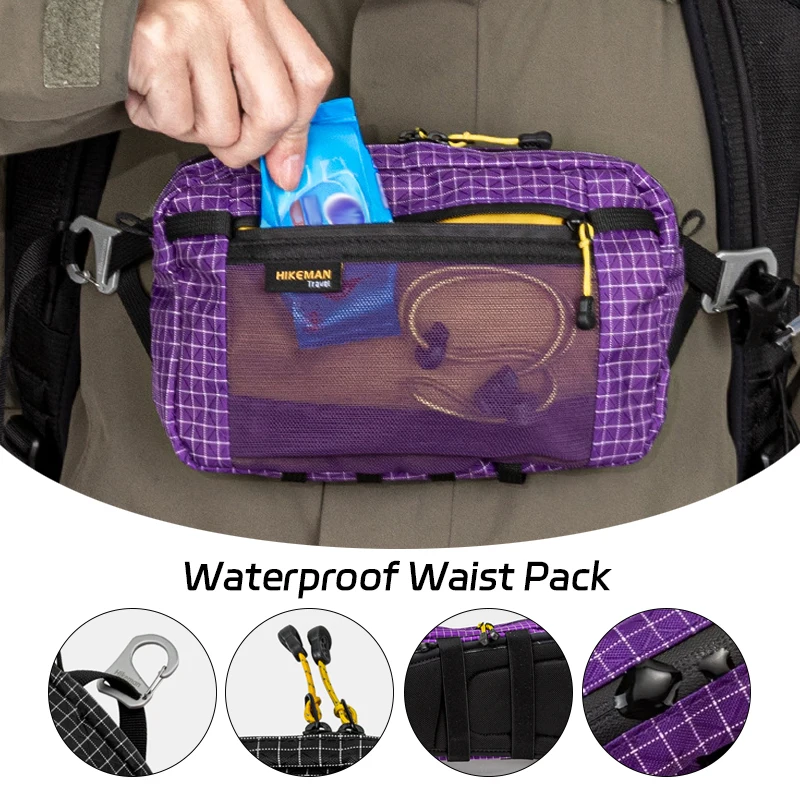 

Ultra-Light Waterproof Waist Pack 1.1L Fiber Multi-Pocket Belt Bag for Cycling, Running, Hiking, Camping Outdoor Activities