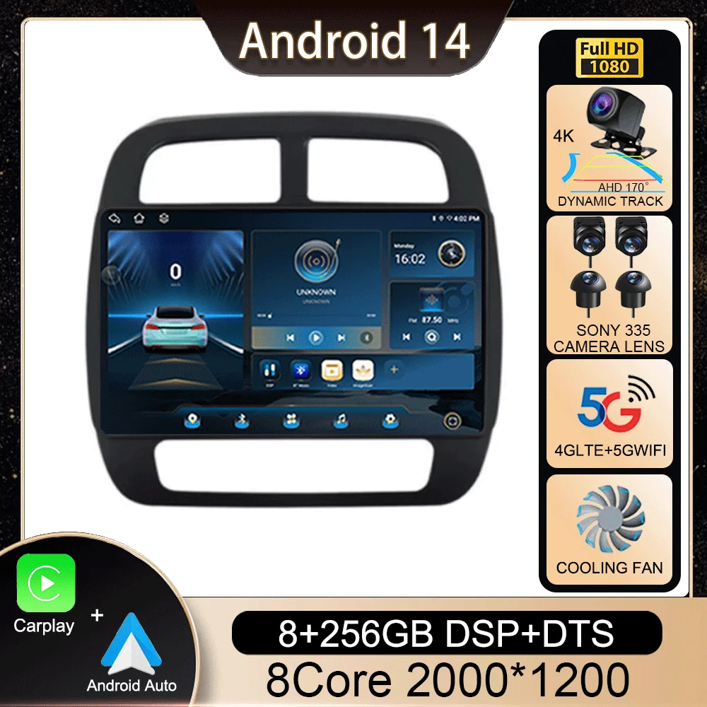 Android 14 Carplay Auto WIFI+4G For Renault KWID K-ZE Dacia spring 2015-2019 Car Radio Multimedia Video Player GPS 2din Stereo