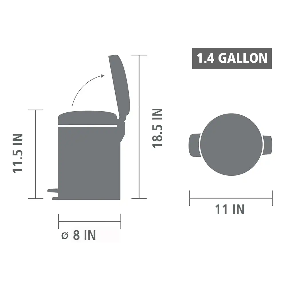 Brabantia-cubo de basura negicon, 1,3 galones/5L, blanco