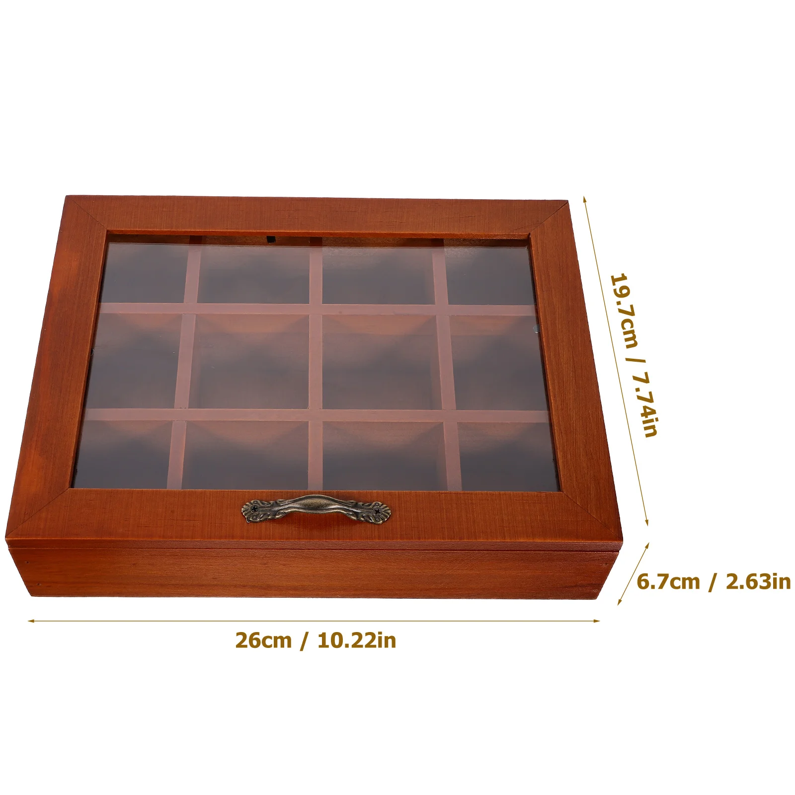 12-Compartment Tea Bag Storage Box Clear Acrylic Wood Organizer Coffee Bar Multi-Function Holder Tea Organiser Box view 2