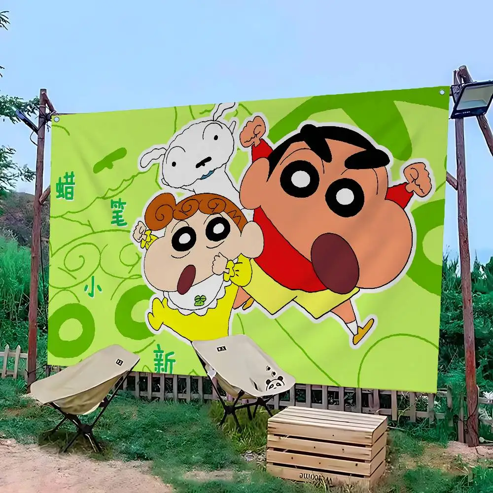 Anime Cartoon C-Crayon Shin-chans Creative Pattern Hanging Flag Polyester Printed Banner Hand Pulled Flag