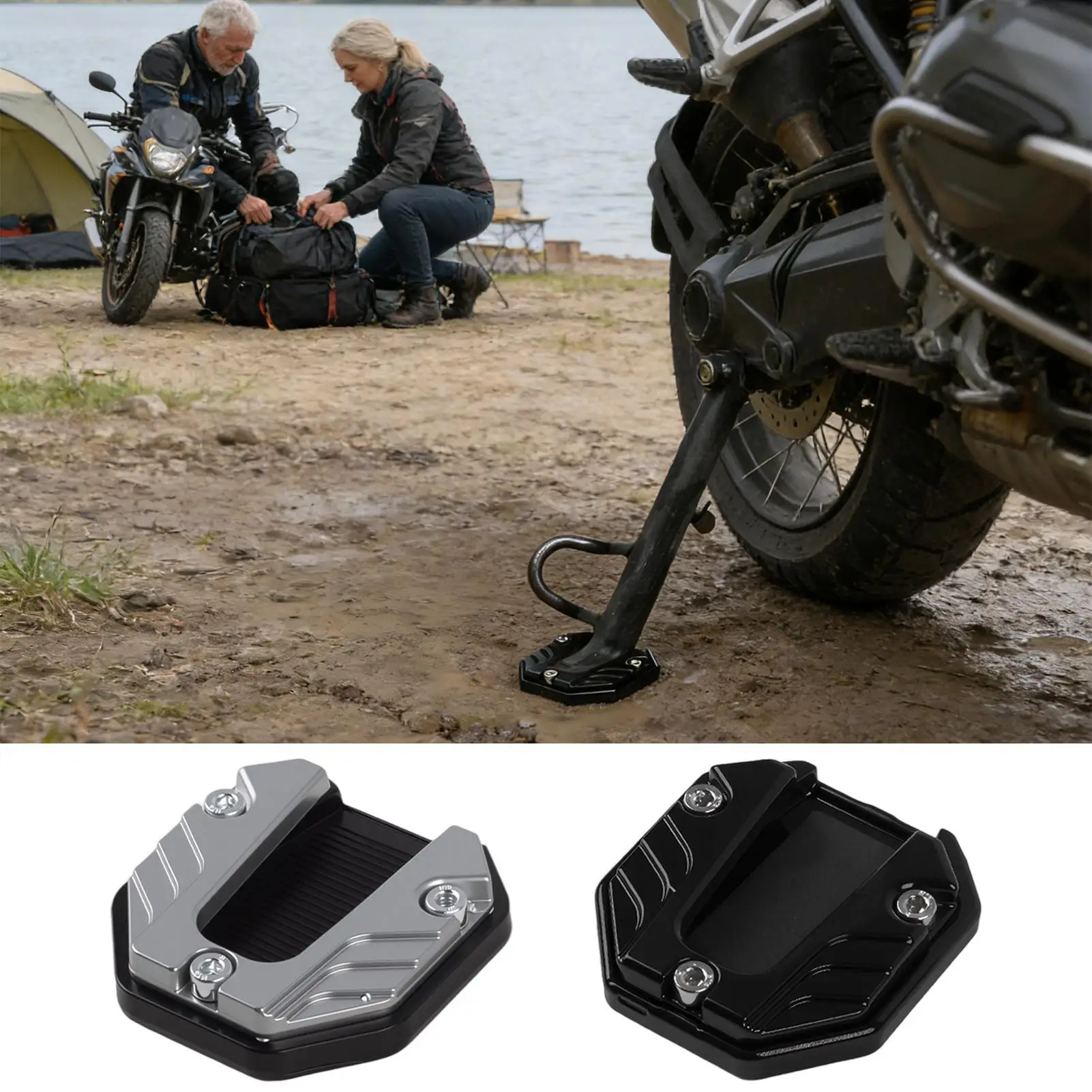 Motorcycle Side Stand Cover Aluminum Alloy Motorcycle Stands Pad Universal Bicycle Foot Extension Kickstand Accessories