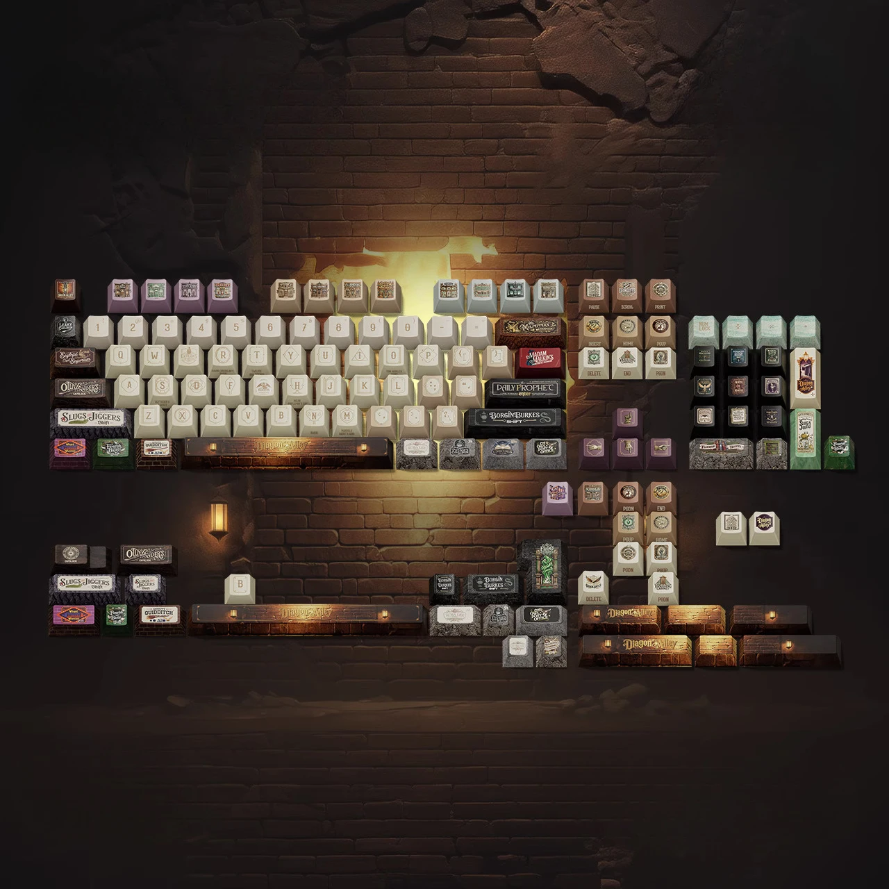 

Diagon Alley Theme Keycaps PBT140 Keys Retro Design Original Height