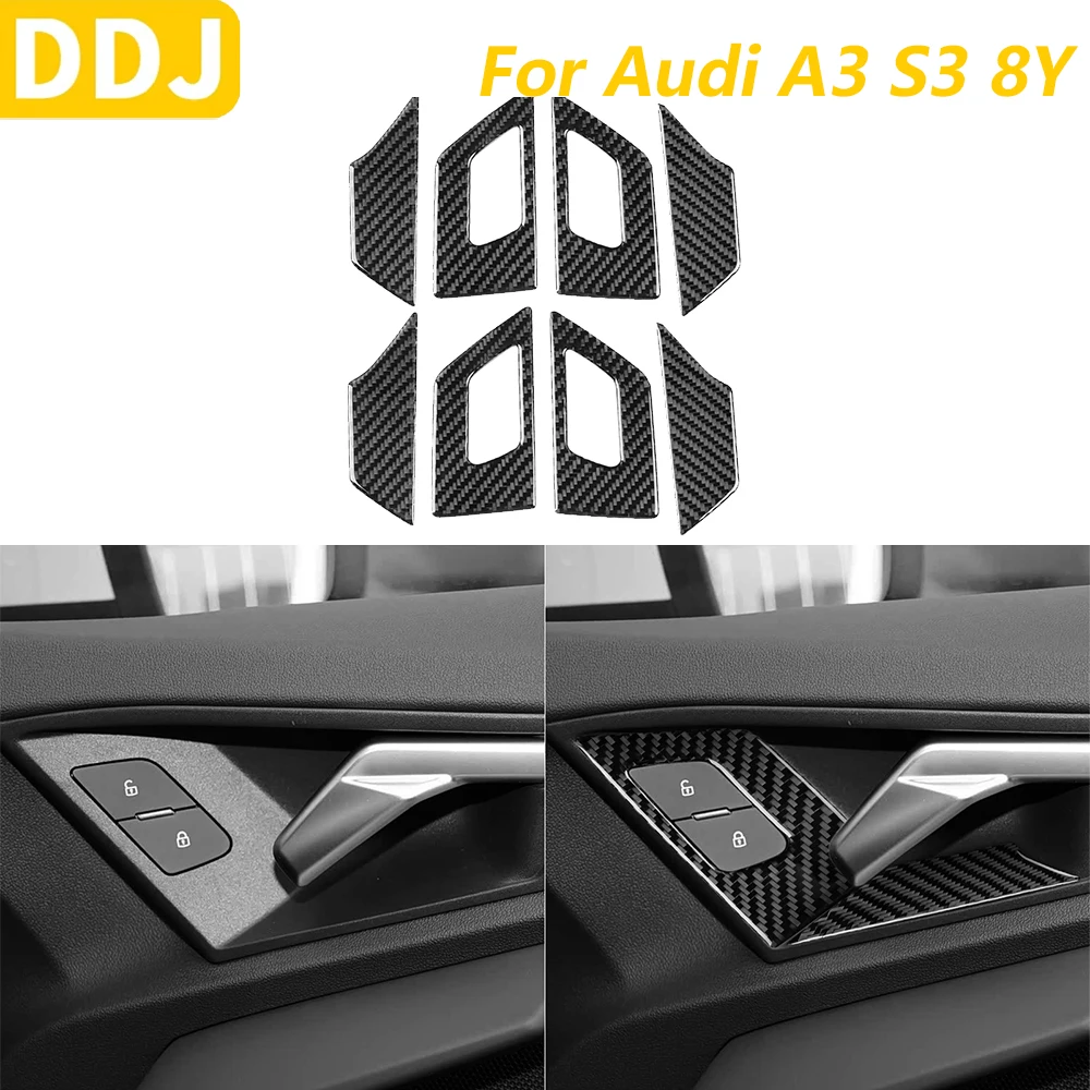 

Для Audi A3 S3 8Y 2021-2025 углеродное волокно, кнопка дверного замка, панель переключателя, отделка, автомобильные аксессуары, наклейка для украшения интерьера