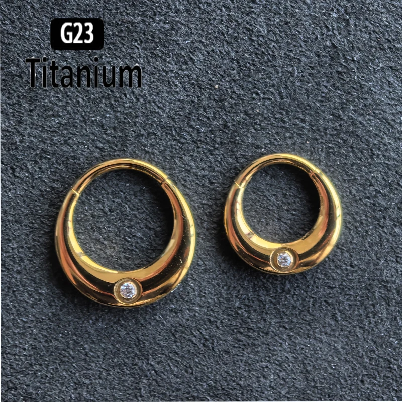 G23 Titanium CZ Mirror Moon Septum Piercing Clicker Nose Rings 16G Segment Ear Cartilage Tragus Daith Hoop Earrings Body Jewelry