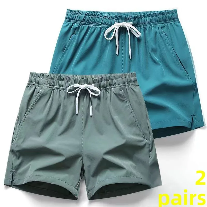 

Ice Silk Sports Shorts Men's Five-Quarter Casual Thin Quick Dry Large Size Summer Loose Breathable Elastic Waist Urban Fashion