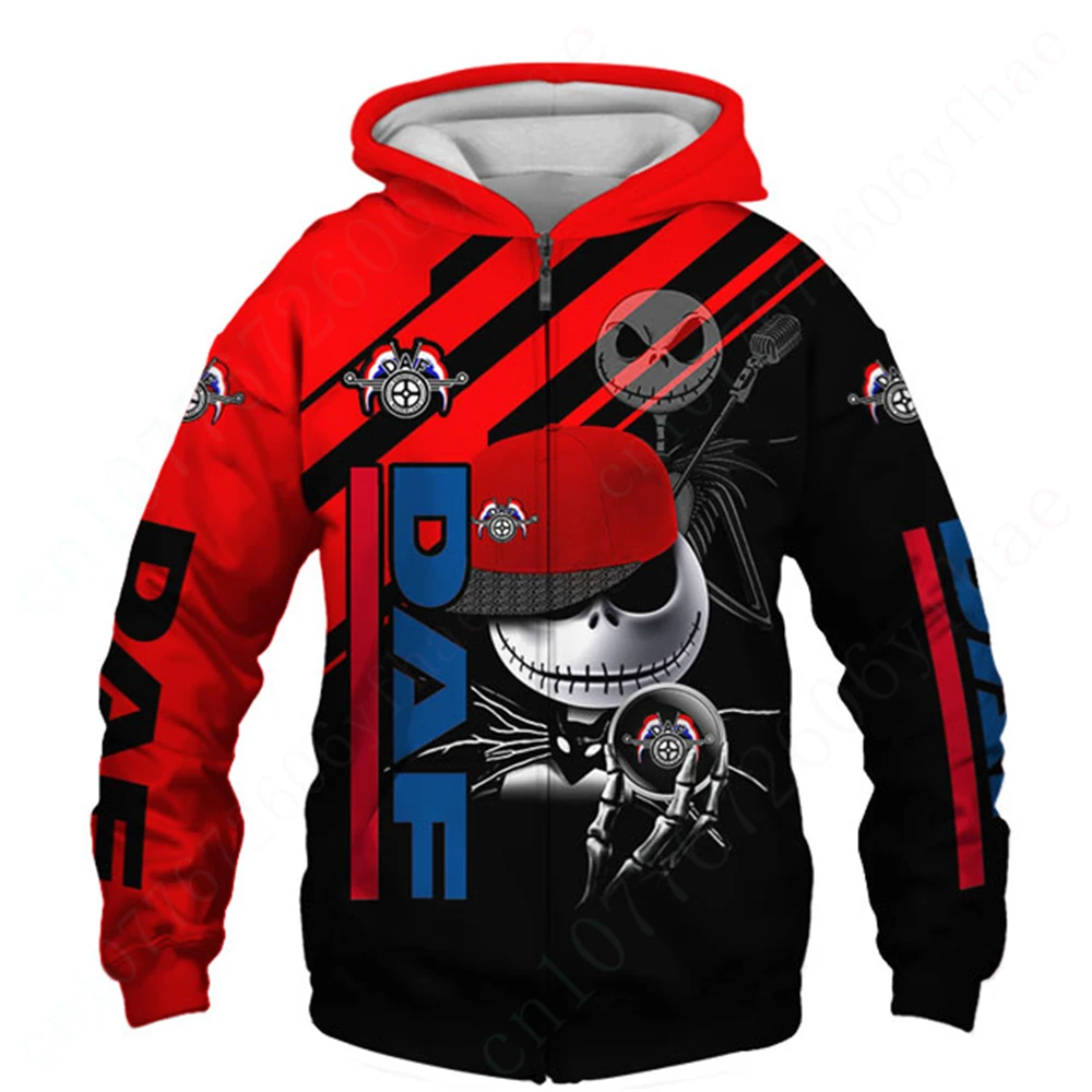 DAF sweter motif 3D Harajuku Anime Zip hoodie kasual untuk pria wanita uniseks pakaian esensial Pullover atasan