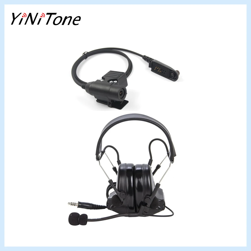 

Black U94 PTT Aviation Pilot Earpiece Microphone Noise Reduction Hearing Protection Shooting Headset For Motorola GP140 GP320 GP