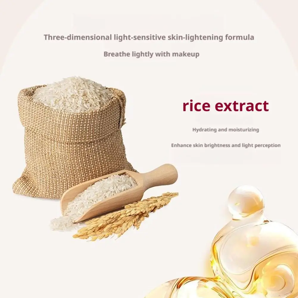 SPF50+ Rice Extract Isolation Sunscreen Cream - Hydrating Moisturizing Lightweight Long-Lasting Concealer Even Skin Tone