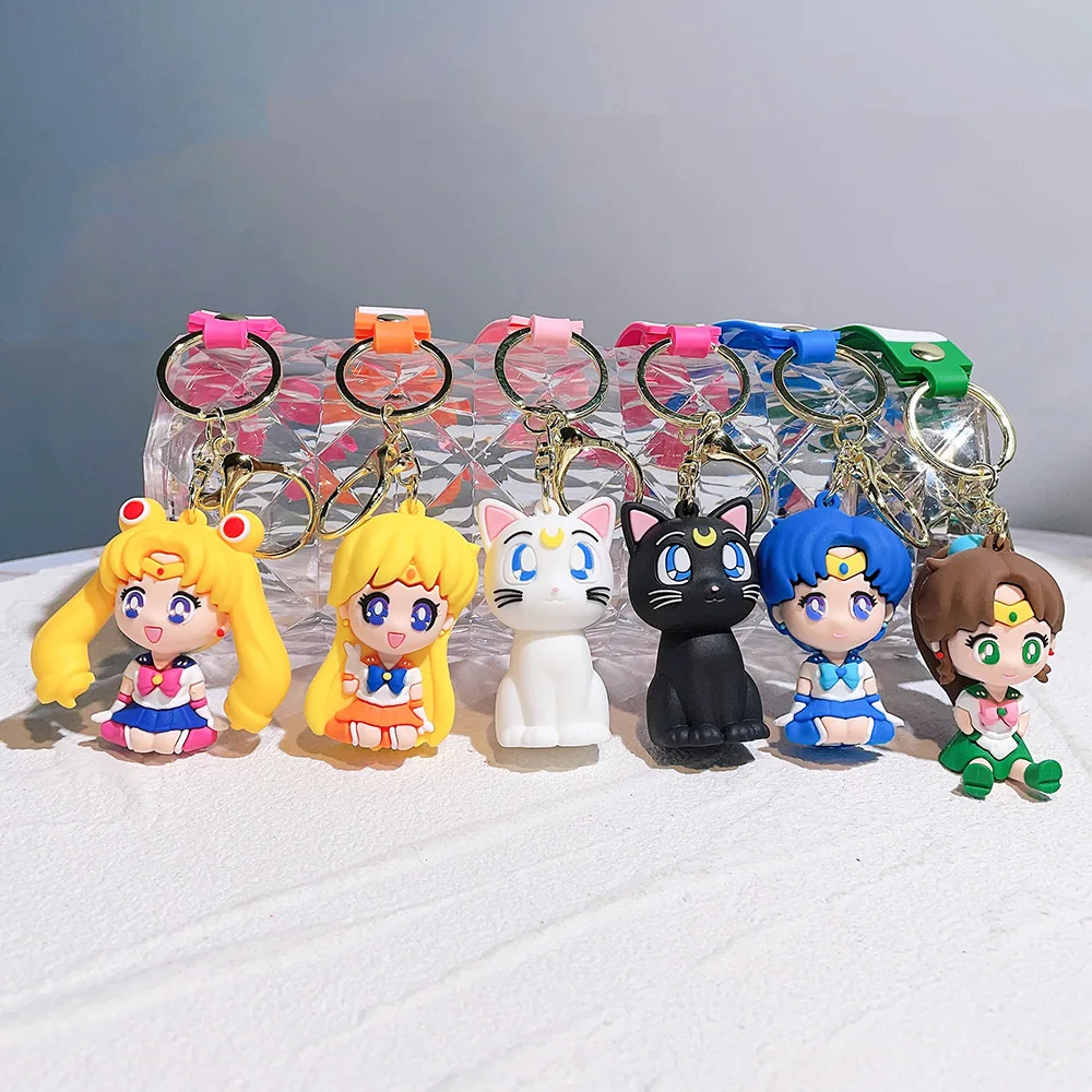 Anime Sailor Moon Keychain Fashion Jewelry Resin Action Figures PVC Key Ring Bag Pendant