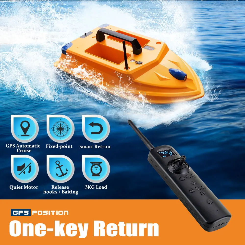 GPS RC Bait Boat Smart Auto Lure Control barca da pesca 3KG Bait Fish Finder Dual Motors 2 Bait One-Key Return Fishing Boat