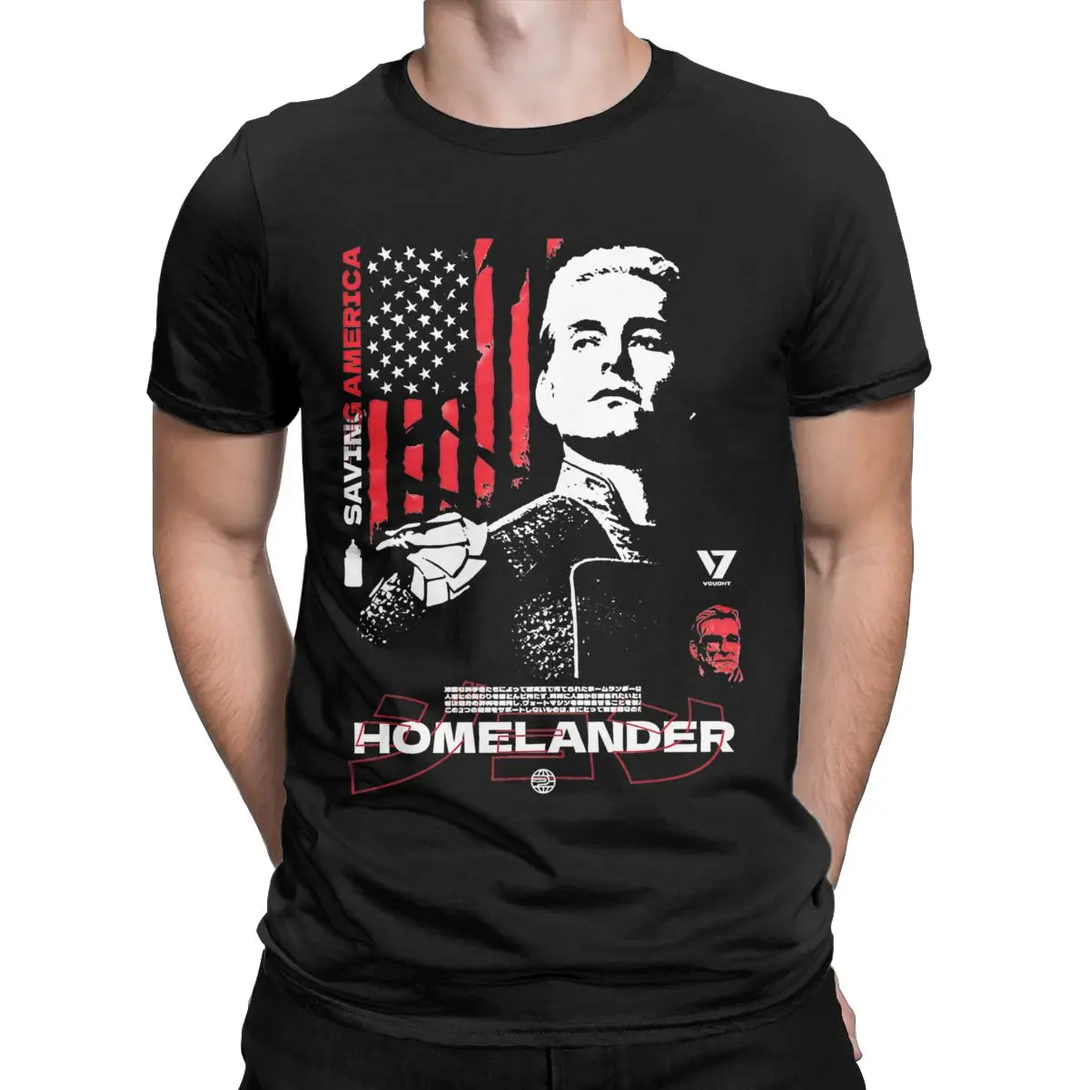 The Boys Homelander Saving America T Shirts Men Cotton Humor T-Shirt Crewneck TV Show Tee Shirt Short Sleeve merchandise Gift