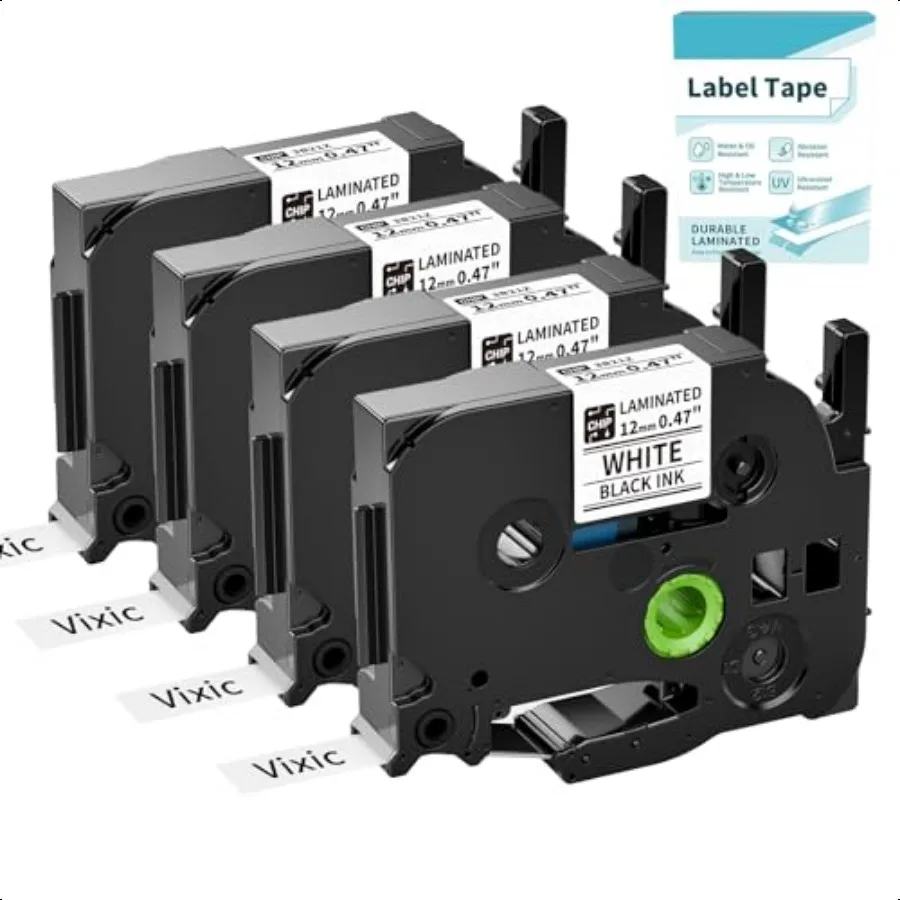 

Label Maker Tape 12mm 0.47 Laminated White BZ TZe TZ Tape Compatible with Brother P Touch PTH110 D210 D220 D400 D410 1180 1280