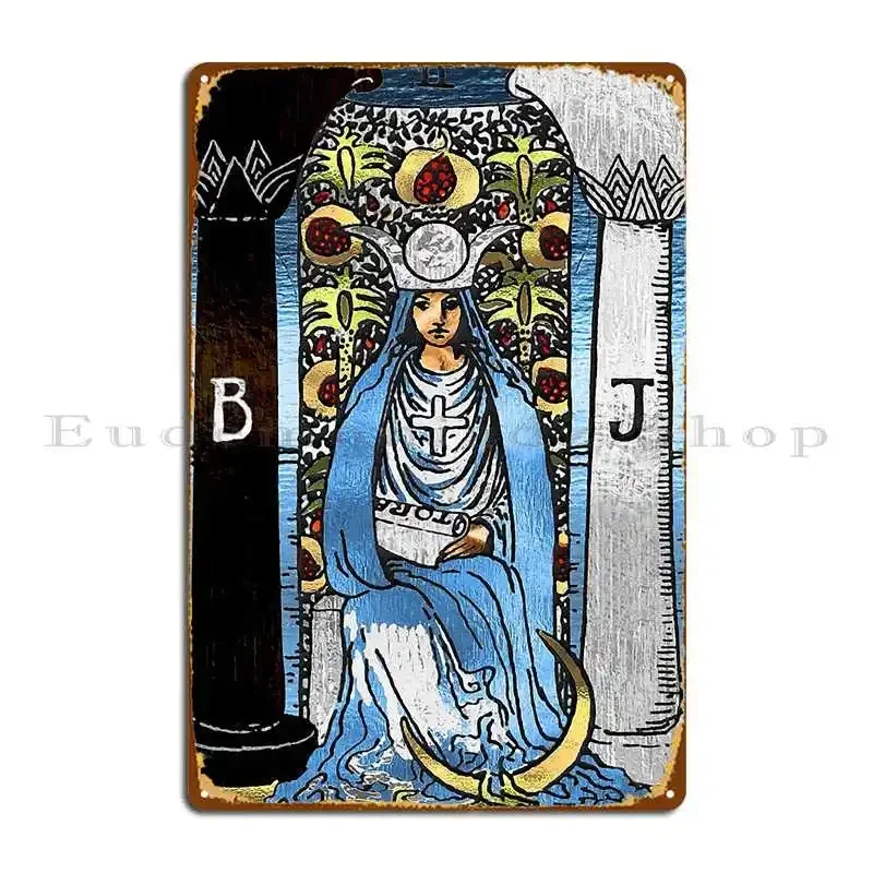 Tarot Gold Edition Major Arcana The High Priestess Metal Plaque Printing Party Cinema Custom Wall Decor Tin Sign Poster