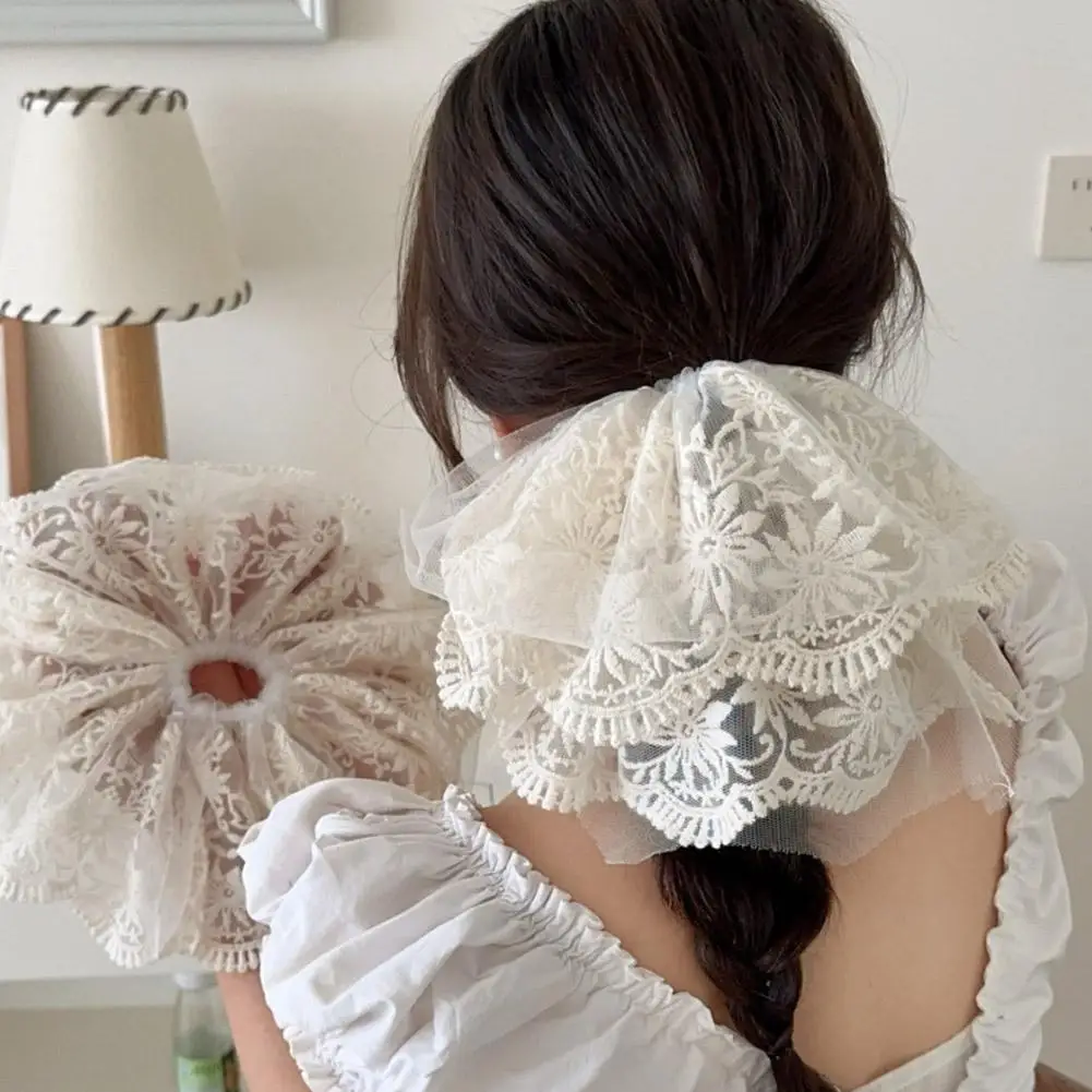 

Large Intestine Hair Band Elegant French Lace Hollow Headband Scrunchie Hair Headdress Hair Rope Band Wide Hair Sweet H9f2