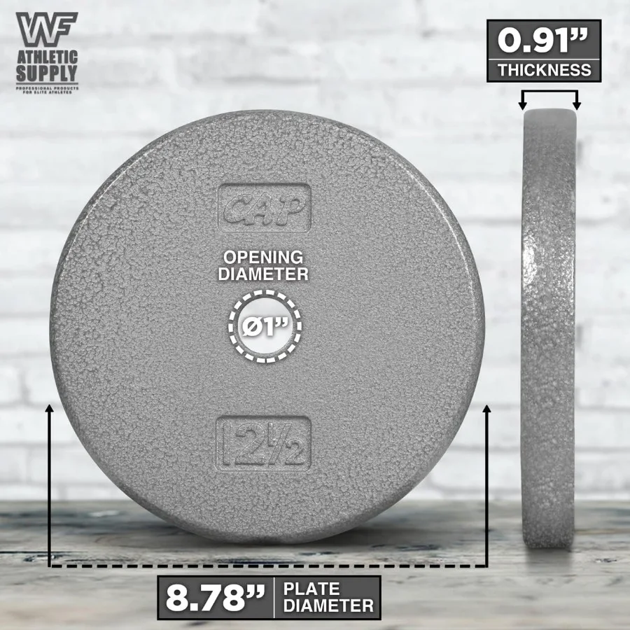 لوحات وزن من الحديد الزهر الصلب القياسية باللون الرمادي بفتحة مركزية مقاس 1 بوصة لمقابض دمبل الحديد القياسية متوفرة بحجم 1.25/2.5 #2