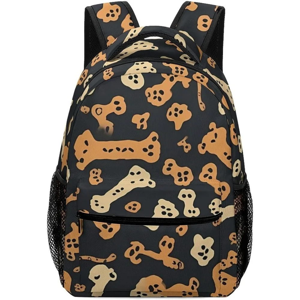 Rucksack 16 Zoll leichter großer Büchertasche Hundeknochenmuster Tagesrucksack für Reisen, Büro, Arbeit