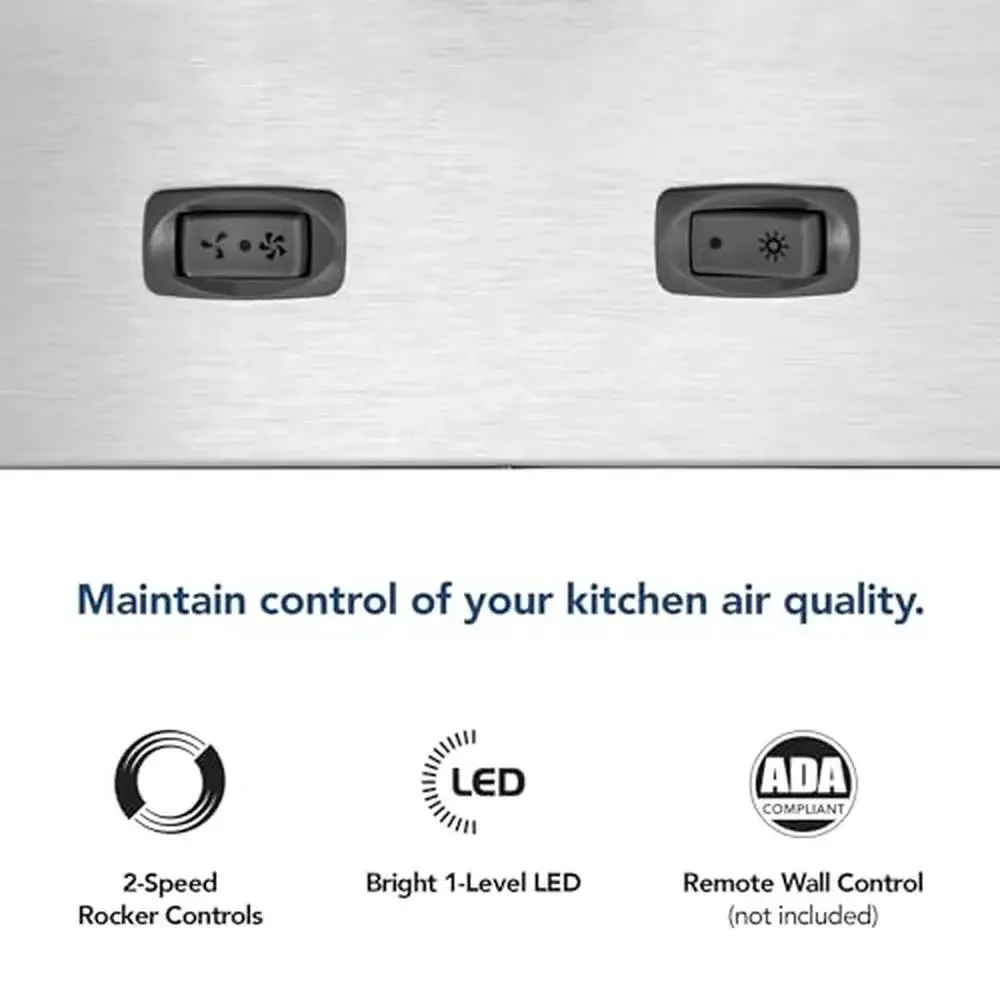 Built-In 2-Speed Exhaust Fan and LED Light 300 CFM Stainless Steel Range Hood Insert 24-Inch Power Pack Easy Install Ideal