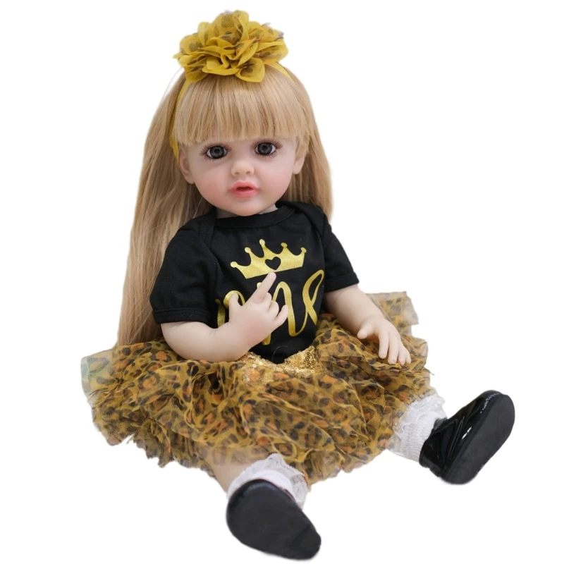 

21.65in Simulation Baby with Blond Hair&Flower Headband Kid Accompany Toy